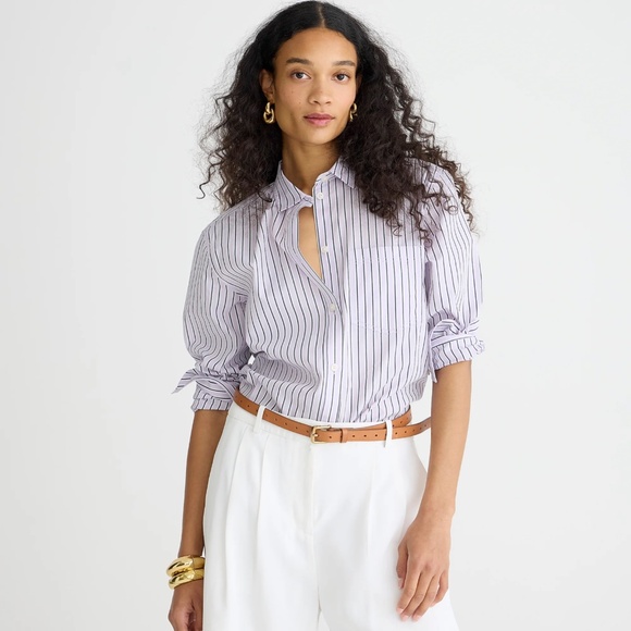 J. Crew Tops - New JCREW Size 0 Garçon Classic Shirt Striped Cotton Poplin Vintage Lilac Stripe